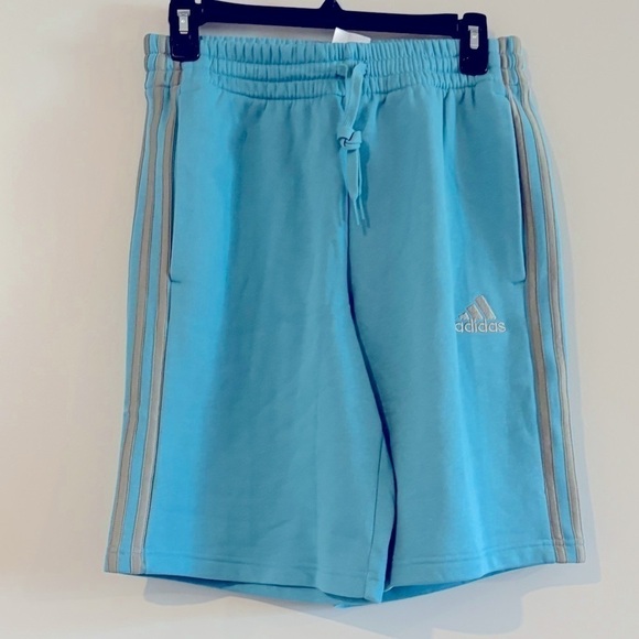 Adidas Men's 3-Stripes 10" Fleece Short Blue Drawstring Elastic Waist shorts - Picture 5 of 16